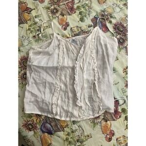 Gap 100% Linen Tank Blouse Cottagecore Farm Country Prairie Natural Boho Sz lg